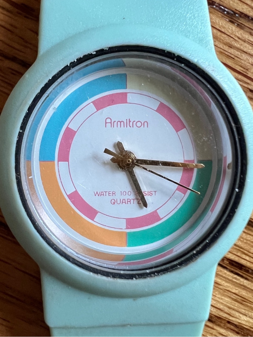 Armitron Mint Green Silicone Watch with Multicolor Dial